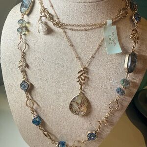 Elegant Gold and Blue Layered Necklace Set